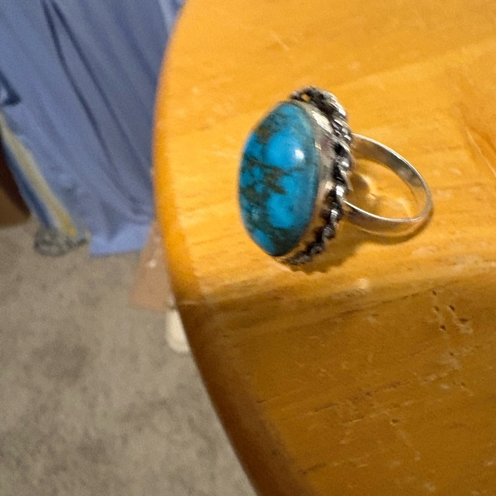 Beautiful Blue Turquoise Set In 925 silver - Picture 2 of 4